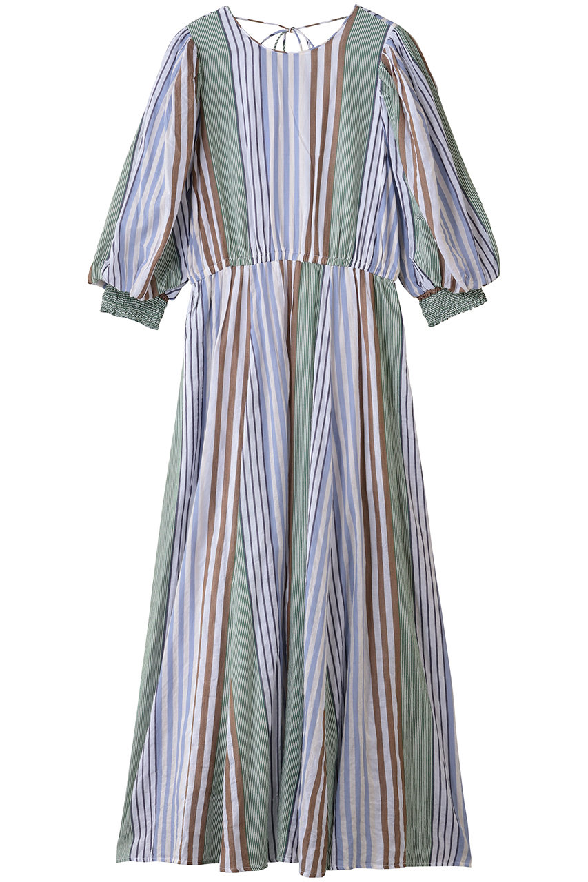 ne Quittez pas COTTON VOILE ストライプ ボリューム スリーブ ドレス (グリーン, M) ヌキテパ ELLE SHOP ne Quittez pas COTTON VOILE ストライプ ボリューム スリーブ ドレス (グリーン, M) ヌキテパ ELLE SHOP