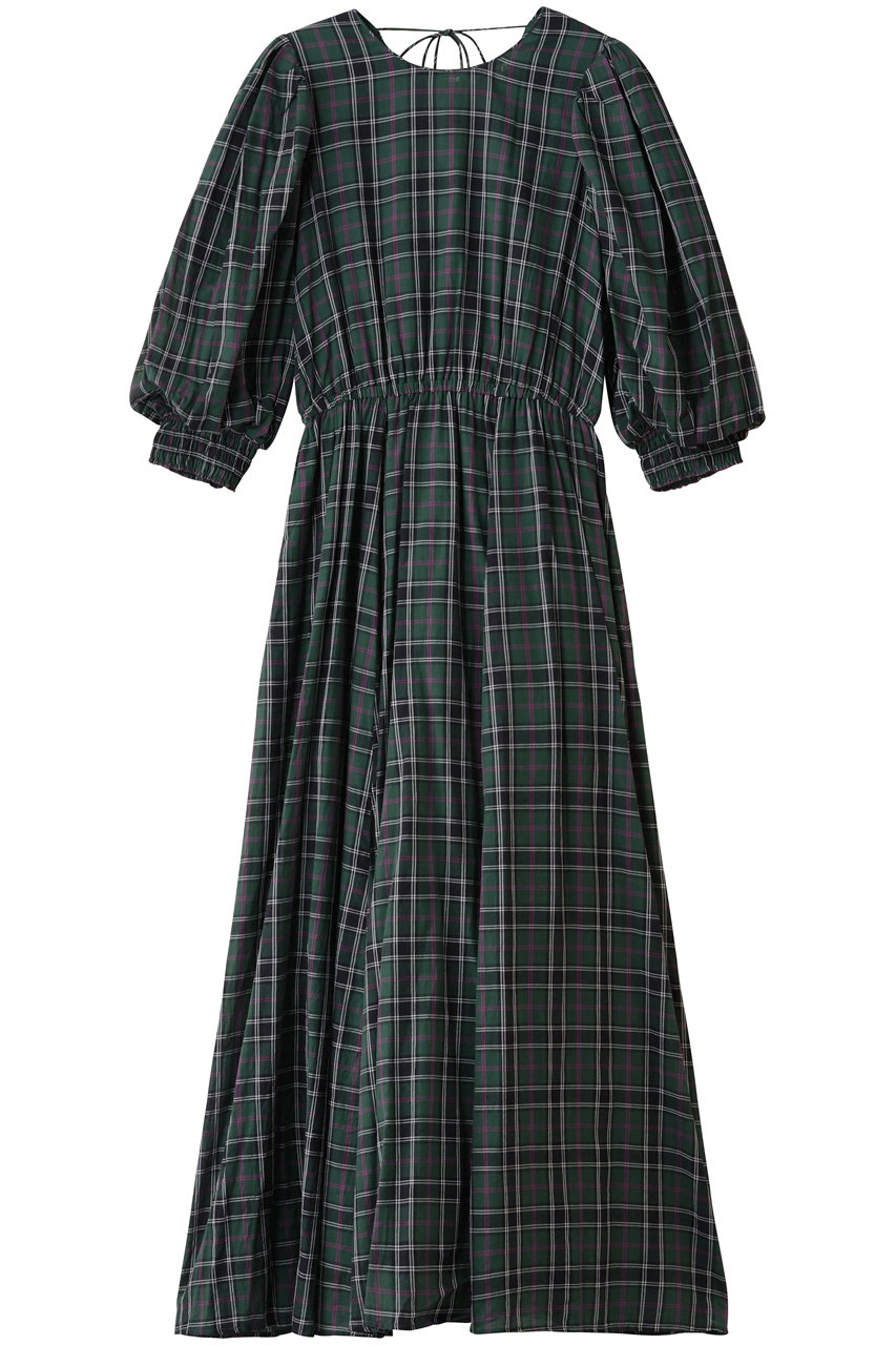 ne Quittez pas COTTON VOILE チェック ボリューム スリーブ ドレス (グリーン, M) ヌキテパ ELLE SHOP ne Quittez pas COTTON VOILE チェック ボリューム スリーブ ドレス (グリーン, M) ヌキテパ ELLE SHOP