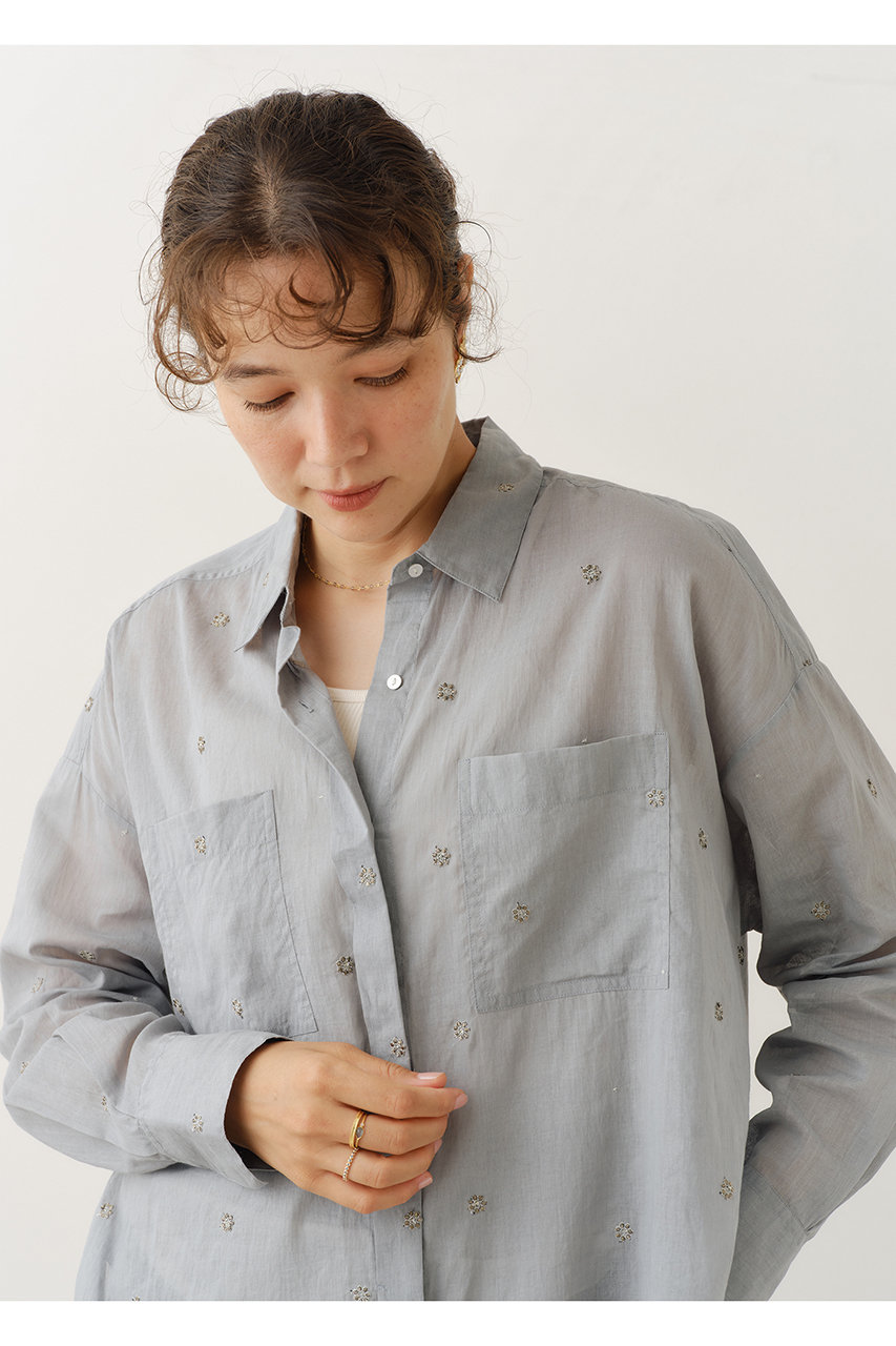 ne Quittez pas(ヌキテパ)｜COTTON ORGANZA エンブロイダリー シャツ