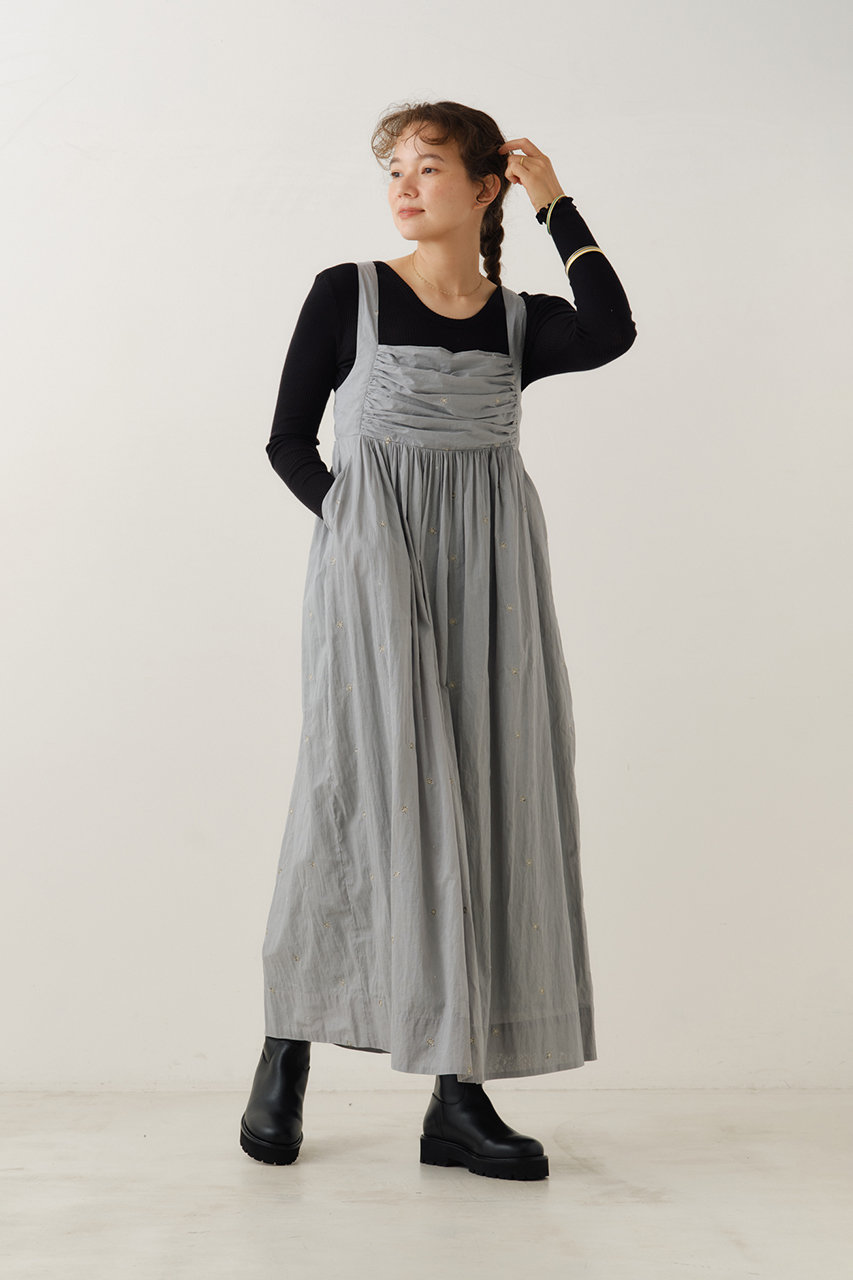 【現行品】kanako Sato×ヌキテパ コットン エンブロイダリー ドレス Cotton Dobby Ivy Flower Embroidery Dress | Pasand by ne