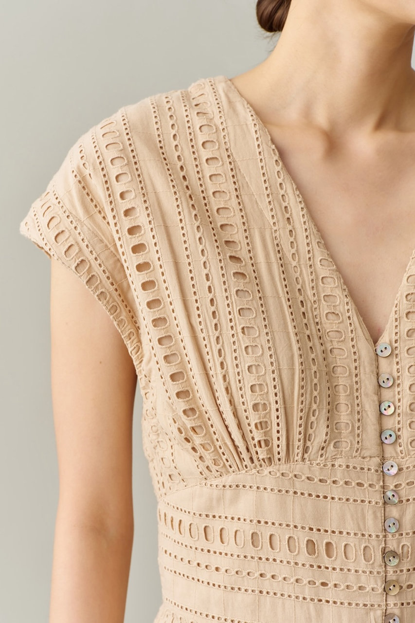超美品⭐︎ヌキテパ ストライプカットワークオールインワン ne Quittez pas(ヌキテパ)｜STRIPE CUTWORK オールインワン/ベージュ