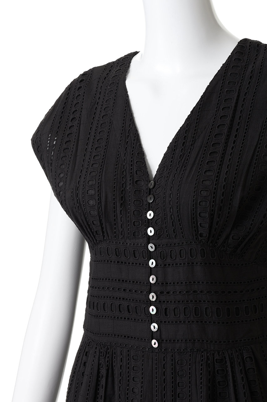 ne Quittez pas(ヌキテパ)｜STRIPE CUTWORK オールインワン/ベージュ