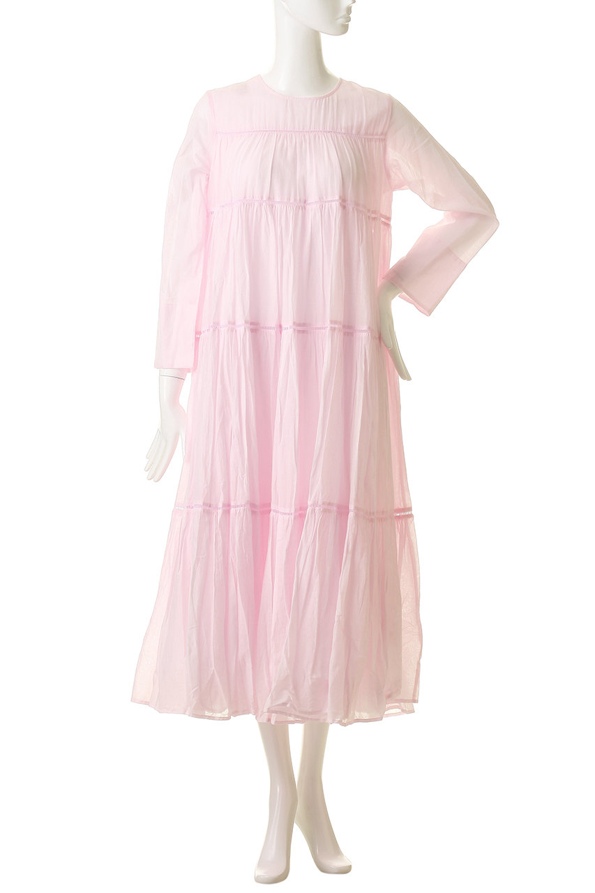 極美品✨ヌキテパ　コットンボイルワンピース　ティアード　マキシ丈　ピンクベージュ ne Quittez pas(ヌキテパ)｜Cctton Voile ティアード マキシ ドレス