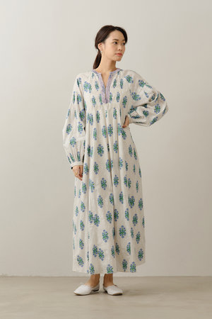 ヌキテパ/ne Quittez pasのCotton ジャガード イベリス プリント ピンタック ドレス(110500/110503)