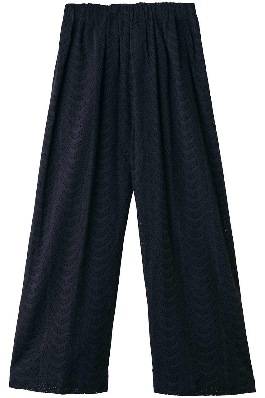 ne Quittez pas Cotton Voile Neem Cifre エンブロイダリー パンツ (ネイビー, M) ヌキテパ ELLE SHOP