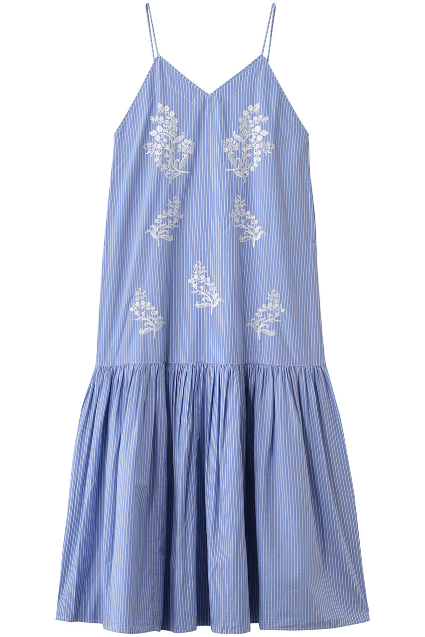 ne Quittez pas Cotton Poplin Mimosa エンブロイダリー キャミ ドレス (ライトブルー, M) ヌキテパ ELLE SHOP