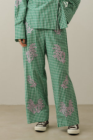 ヌキテパ/ne Quittez pasのCotton Poplin Mimosa エンブロイダリー パンツ(110600/110601)