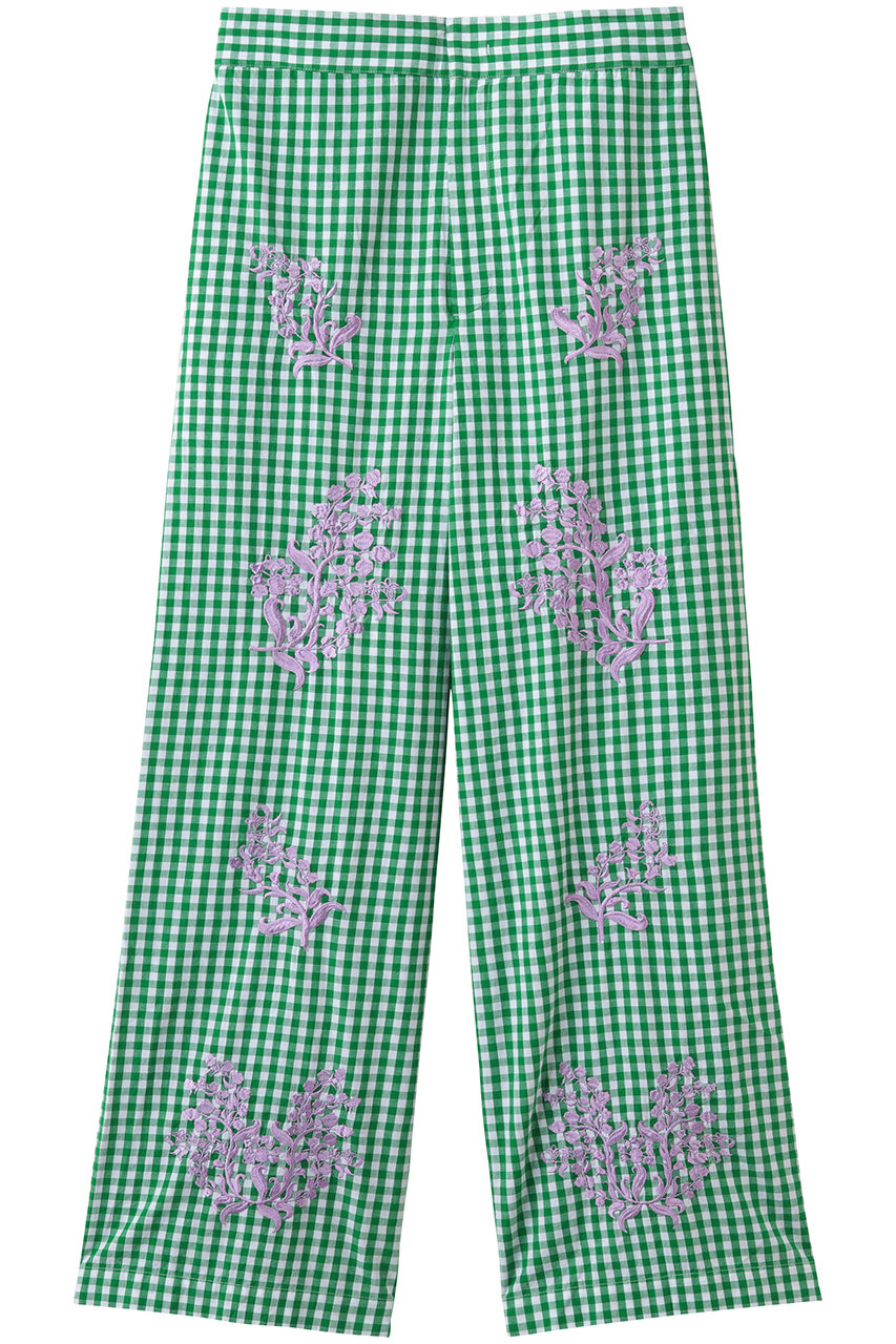 ヌキテパ/ne Quittez pasのCotton Poplin Mimosa エンブロイダリー パンツ(グリーン/010661WH3)