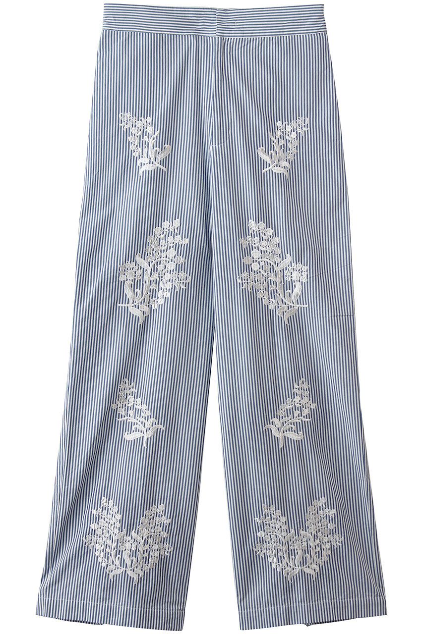 ヌキテパ/ne Quittez pasのCotton Poplin Mimosa エンブロイダリー パンツ(ブルー/010661WH3)