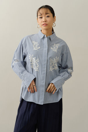 ヌキテパ/ne Quittez pasのCotton Poplin Mimosa エンブロイダリー シャツ(110400/110403)