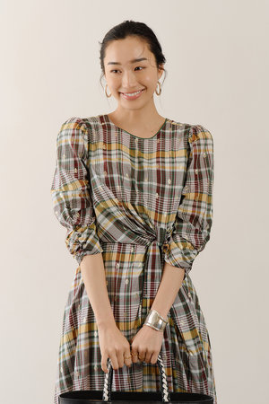 ヌキテパ/ne Quittez pasのCotton Foil Print ツイスト ウエスト ドレス(110500/110503)