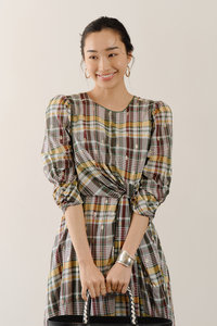ne Quittez pas リネン 麻 ブラウス 総柄 長袖 ウエストゴム ne Quittez pas｜ヌキテパのブラウス・シャツ通販｜ELLE SHOP (エル