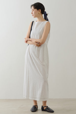 ヌキテパ/ne Quittez pasのCotton Voile Neem Cifre Embroidery ノースリーブドレス(110500/110503)