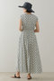 Cotton Jacquard Stripe Small Flower Print ノースリーブウエストギャザードレス ヌキテパ/ne Quittez pas