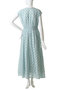 Cotton Jacquard Stripe Small Flower Print ノースリーブウエストギャザードレス ヌキテパ/ne Quittez pas