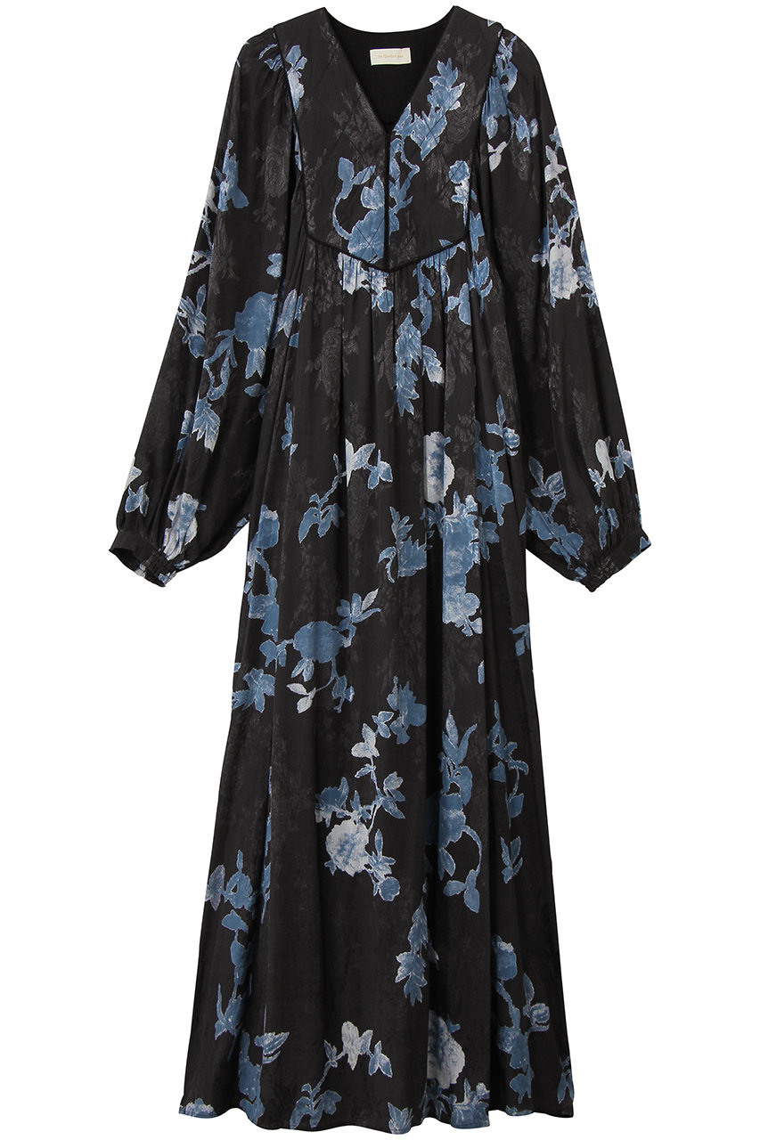 ne Quittez pas Rayon Jacquard ローズプリントヨークドレス (ブラック, M) ヌキテパ ELLE SHOP
