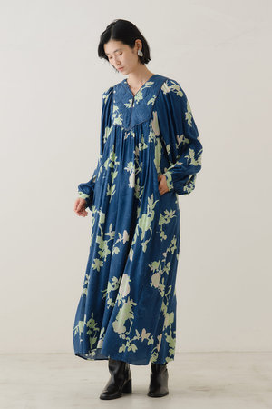 ヌキテパ/ne Quittez pasのRayon Jacquard ローズプリントヨークドレス(110500/110503)