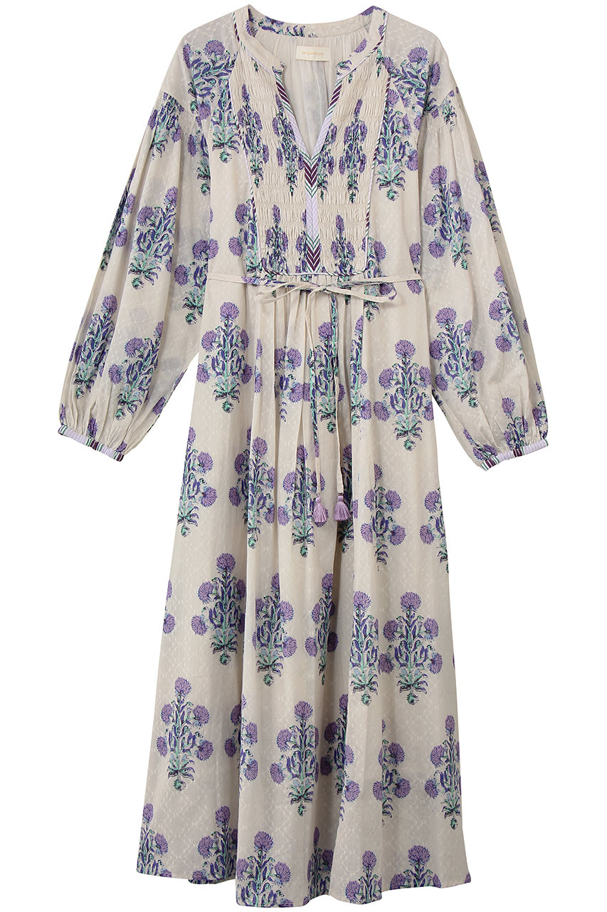 ne Quittez pas Cotton Jacquard マリーゴールドプリント シャーリングドレス (エクリュ, S) ヌキテパ ELLE SHOP
