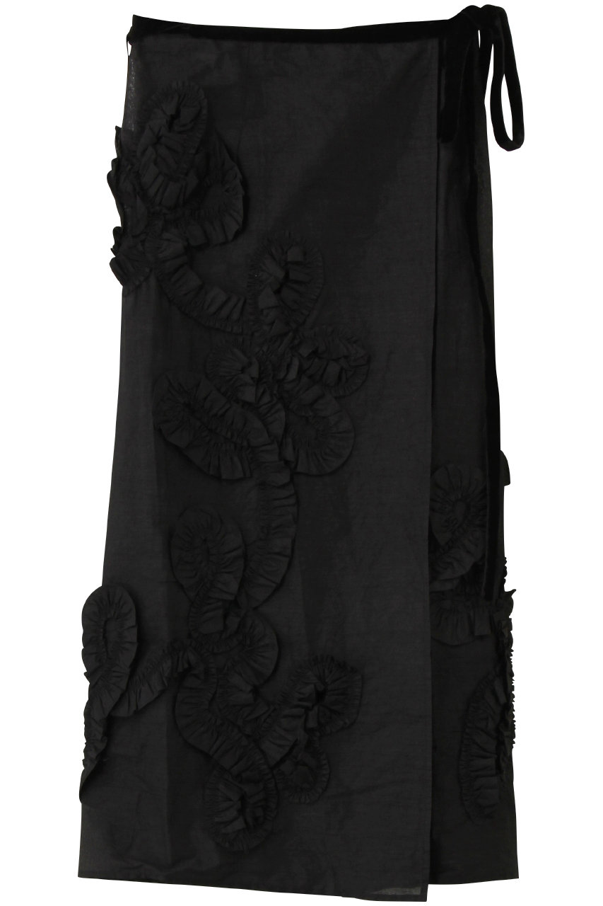 ne Quittez pas Cotton Organza フリルラップ スカート (ブラック, F) ヌキテパ ELLE SHOP