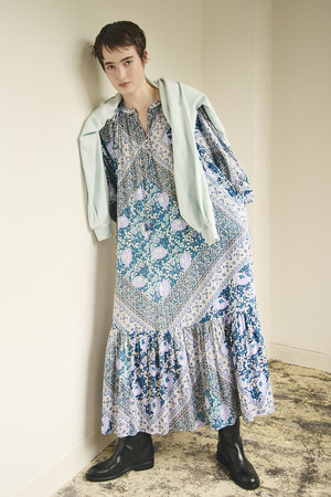 ヌキテパ/ne Quittez pasのCotton Lurex フローラルスカーフ プリントドレス(110500/110503)