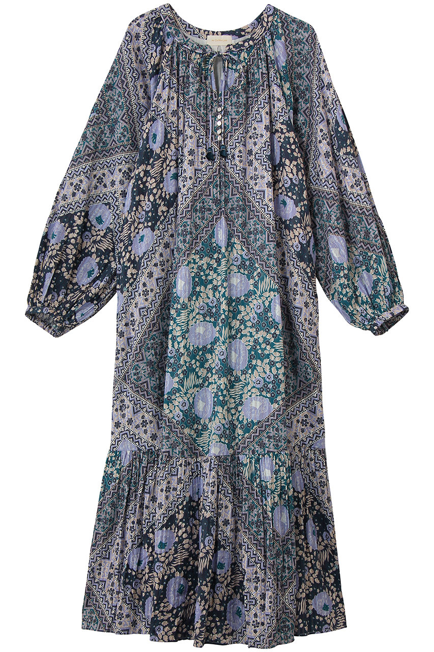 ne Quittez pas Cotton Lurex フローラルスカーフ プリントドレス (ライラック, S) ヌキテパ ELLE SHOP