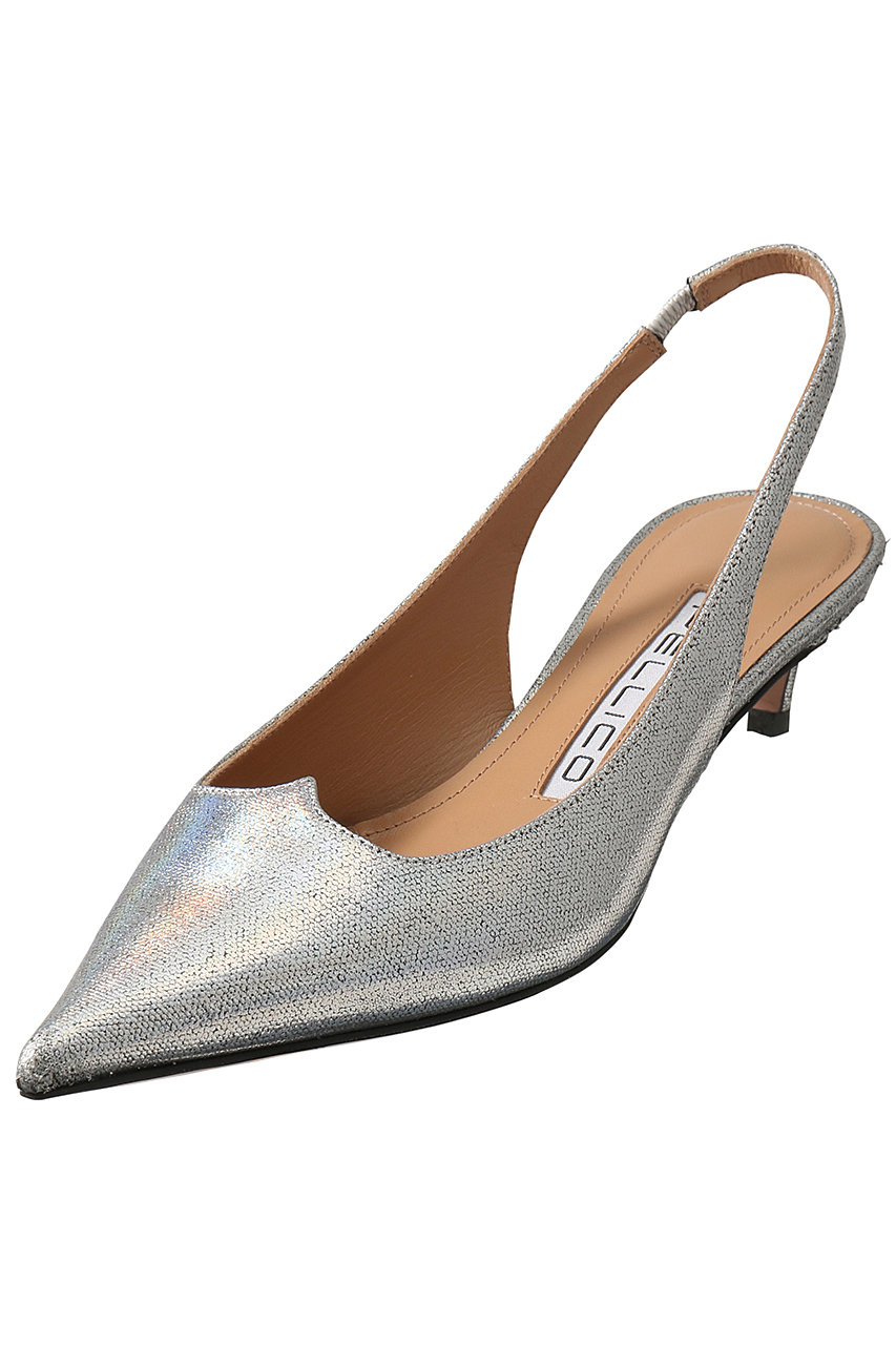  PELLICO LINEA CUORE メタリックバックストラップパンプス (シルバー 37H(24.5)) ペリーコ ELLE SHOP