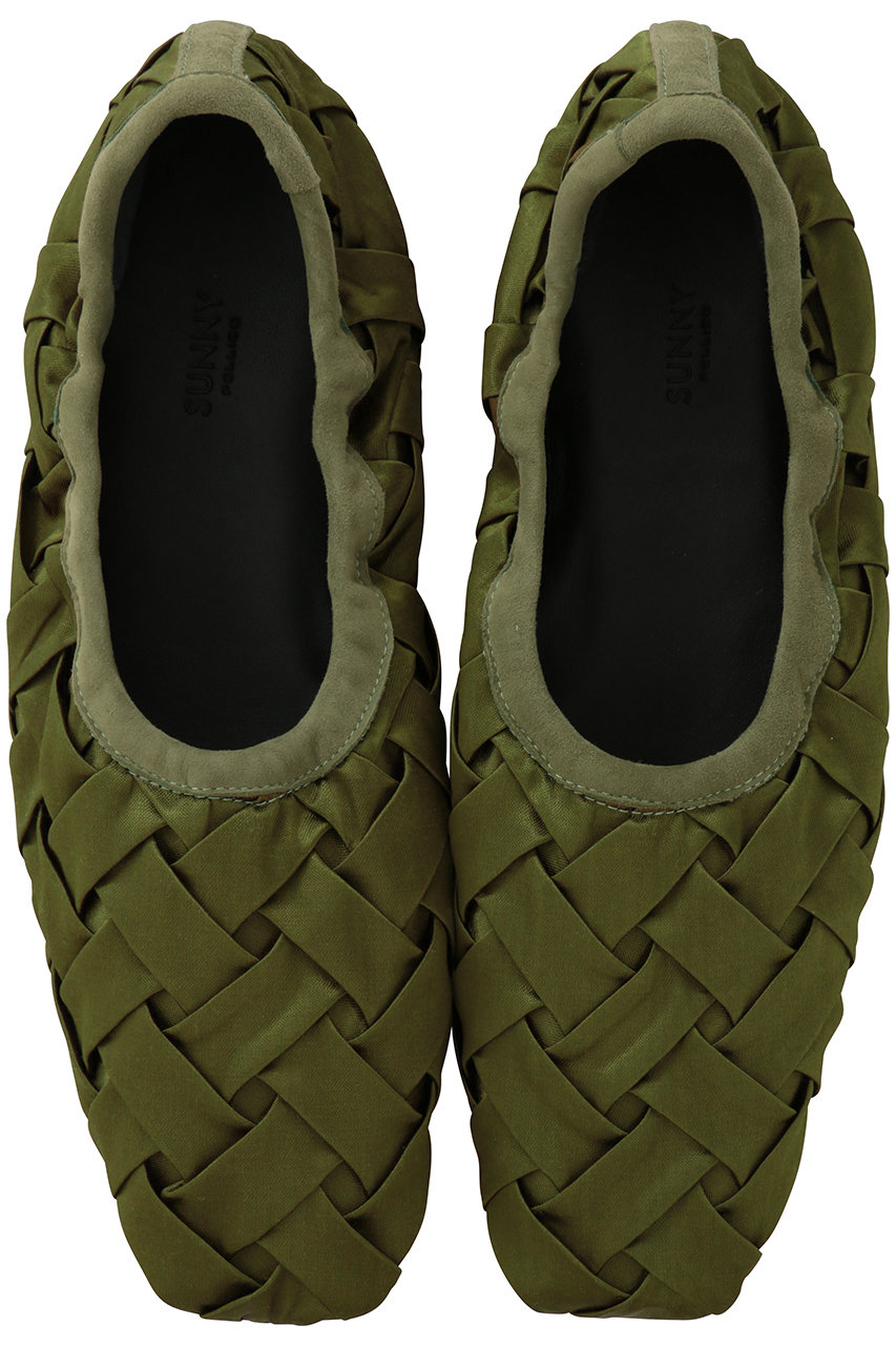 PELLICO 【PELLICO SUNNY】ESPIGA サテンイントレチャートフラットシューズ (【ELLE SHOP限定】カーキ, 37(24)) ペリーコ ELLE SHOP