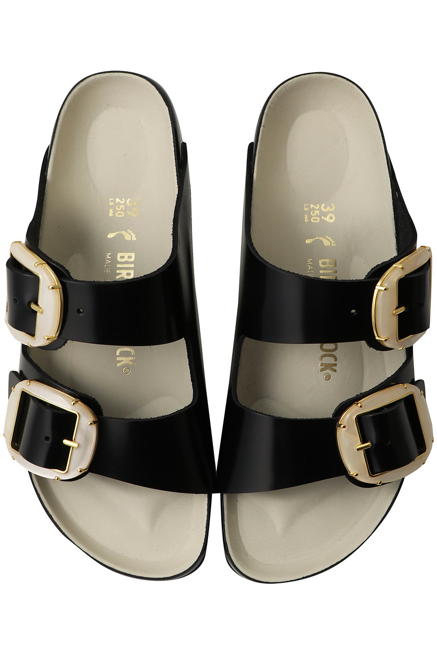 ビルケンシュトック/BIRKENSTOCKのArizona Pearl Big Buckle(Natural Leather Patent)(ブラック×エクリュ/1031899)