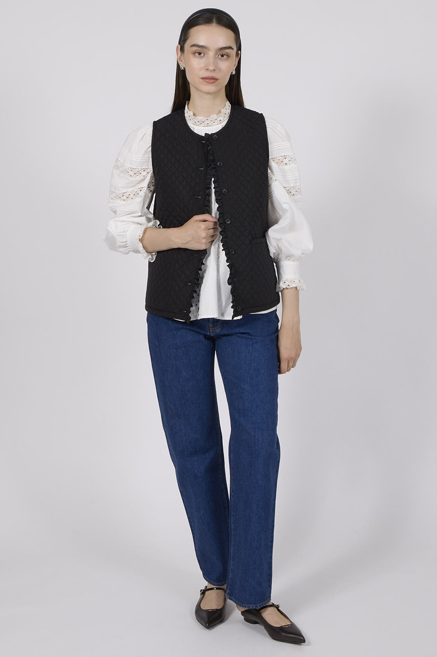 epaブラック キルティング ショートベスト Gymphlex | ナイロンタフタ キルトダウンショートベスト SOLID WOMEN