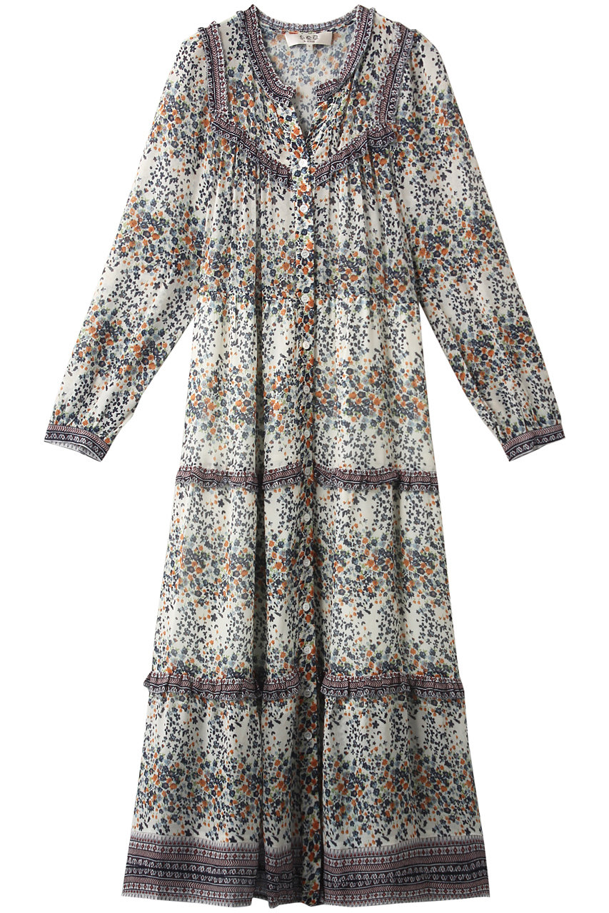 SALE 【50%OFF】 Sea New York シー ニューヨーク フリル切替プリントドレス クリームマルチ
