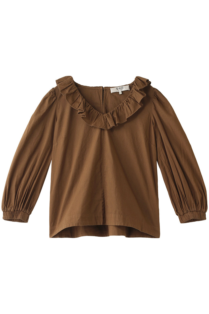 SALE 【40%OFF】 Sea New York シー ニューヨーク コットンパフスリーブラッフルブラウス ブロンズ