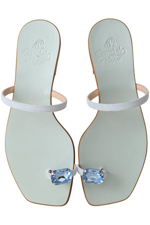 メタリックソールジュエルトゥリングサンダル