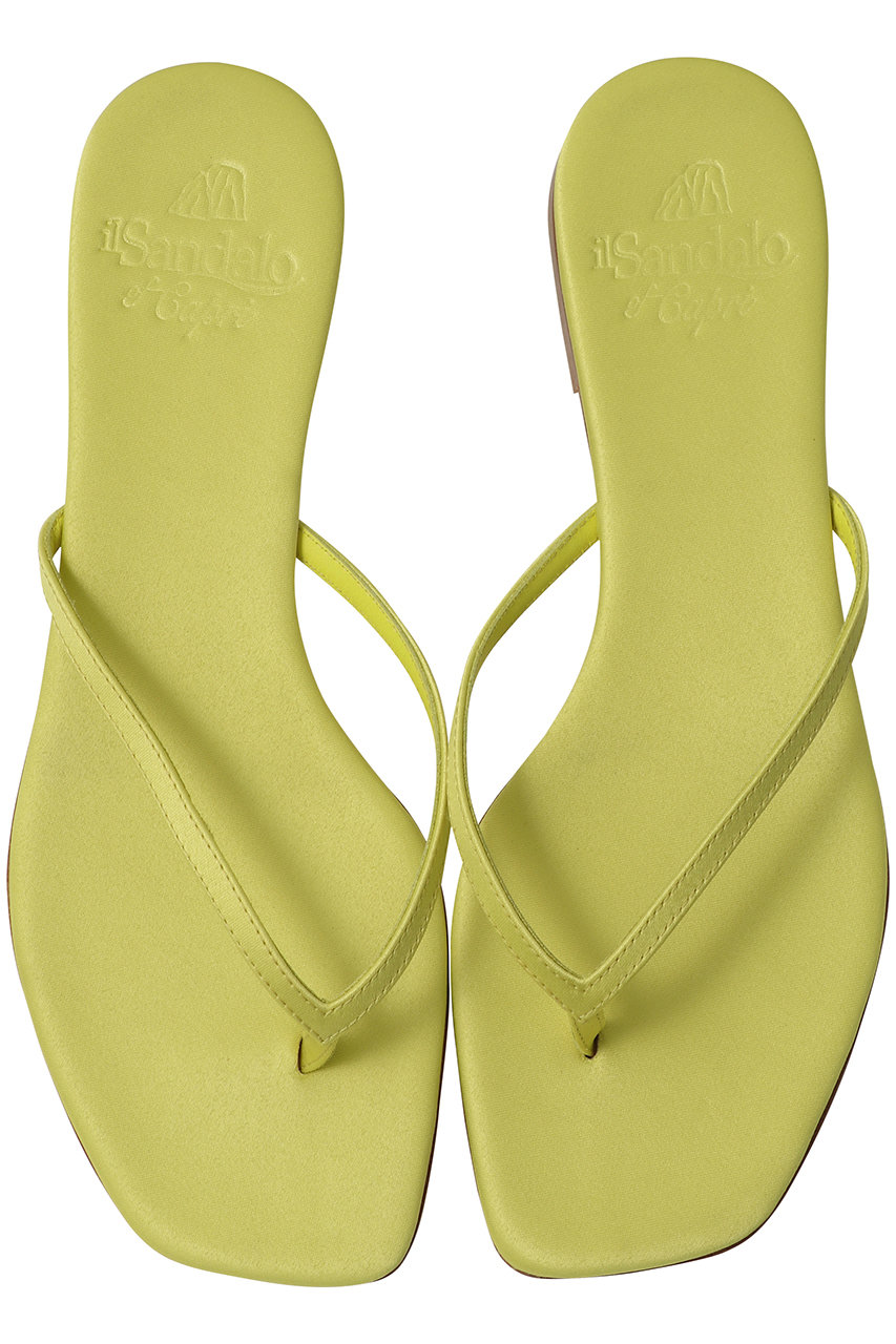 イル サンダロ オブ カプリ/il Sandalo of Capriのサテンスクエアトゥトングサンダル(ライム/1000IN)