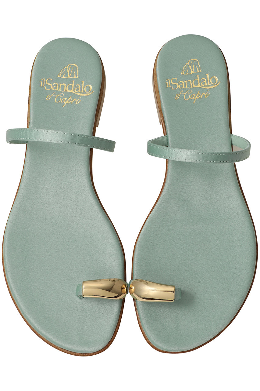 イル サンダロ オブ カプリ/il Sandalo of Capriのサテンメタルトゥリングサンダル(ペールグリーン×ゴールド/170100/8)