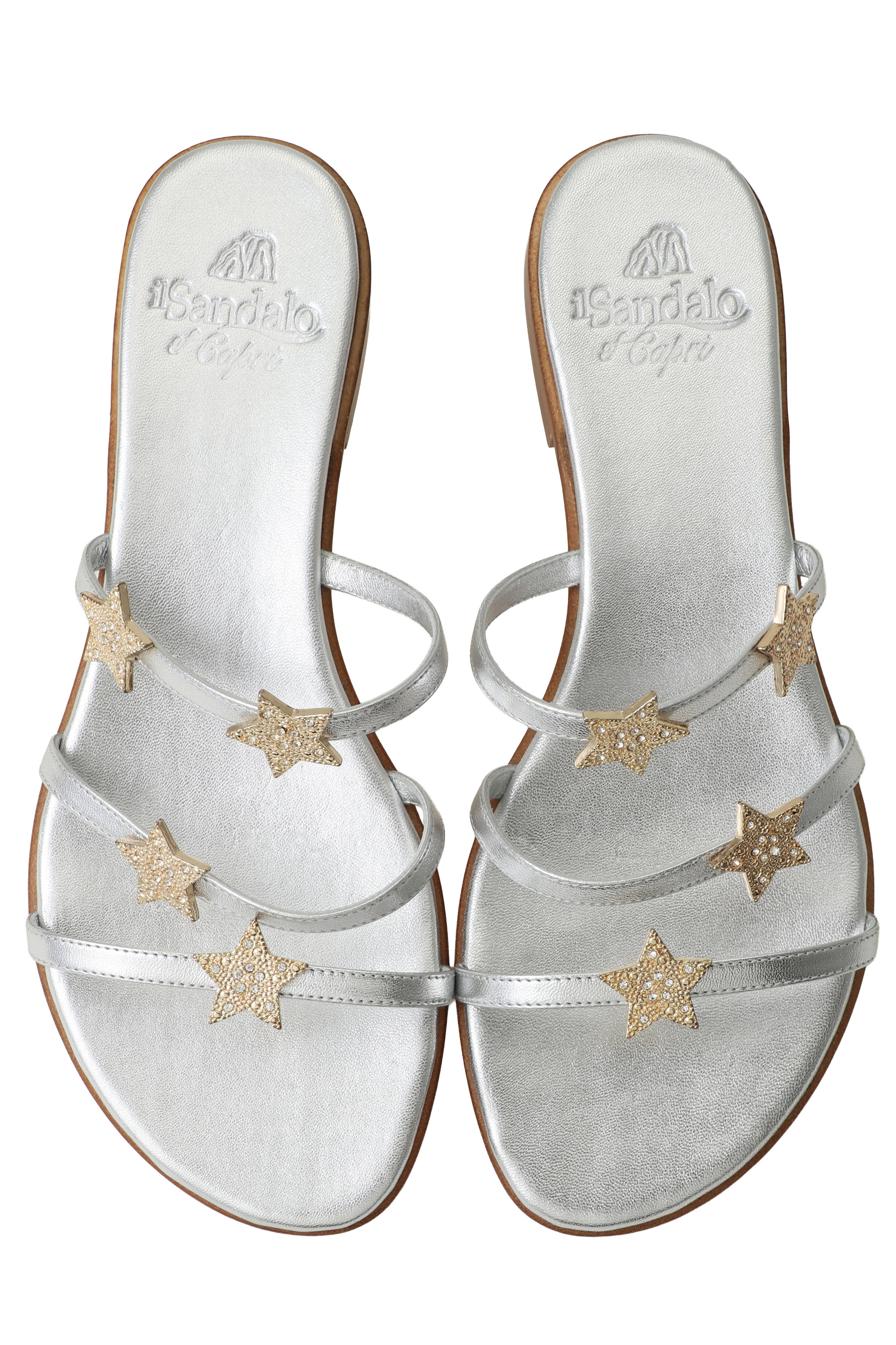 イル サンダロ オブ カプリ/il Sandalo of Capriのスターストラップフラットサンダル(シルバー/ST-207)