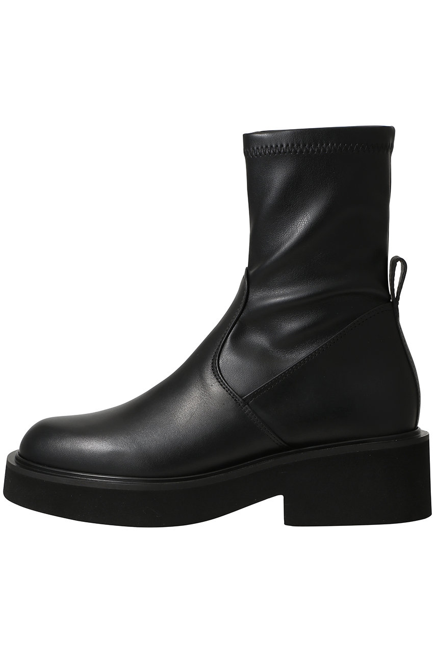 FABIO RUSCONI 厚底ストレッチショートブーツ (ブラック, 39(26)) ファビオ ルスコーニ ELLE SHOP