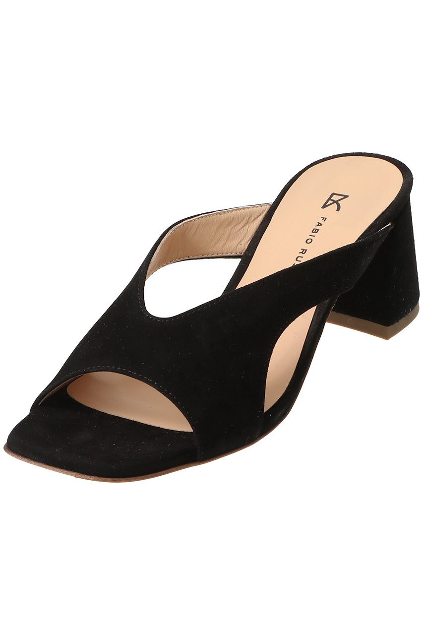 ファビオ ルスコーニ/FABIO RUSCONIのスエードスクエアトゥミュールサンダル(ブラック/4416)