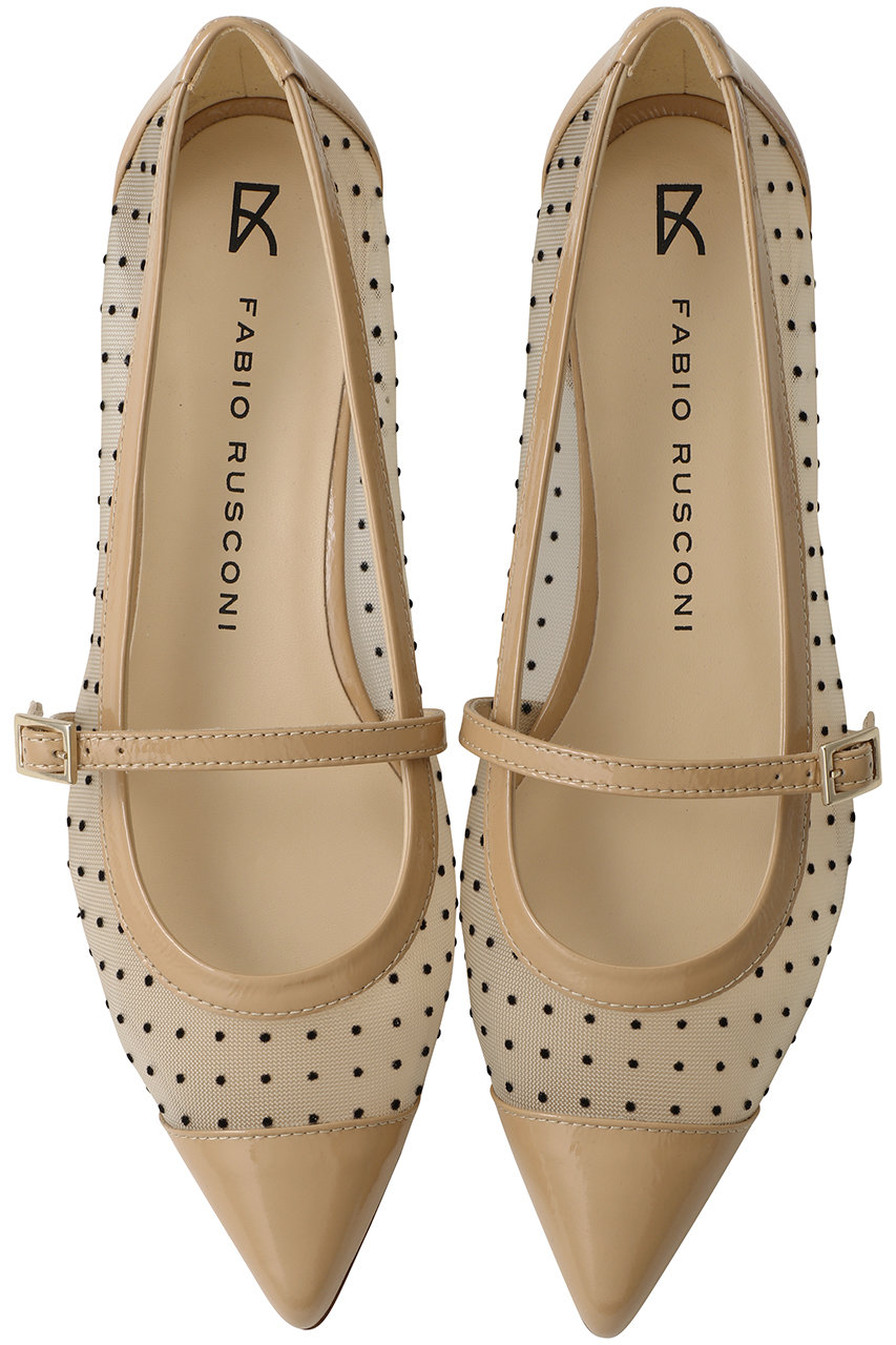 ファビオ ルスコーニ/FABIO RUSCONIのドットチュールメリージェーンシューズ(ベージュ/S-6666)