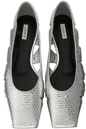 チェンバー/CHEMBURの【予約販売】スクエアトゥカットワークメタリックバレエシューズ(フラットシューズ/フラットシューズ)