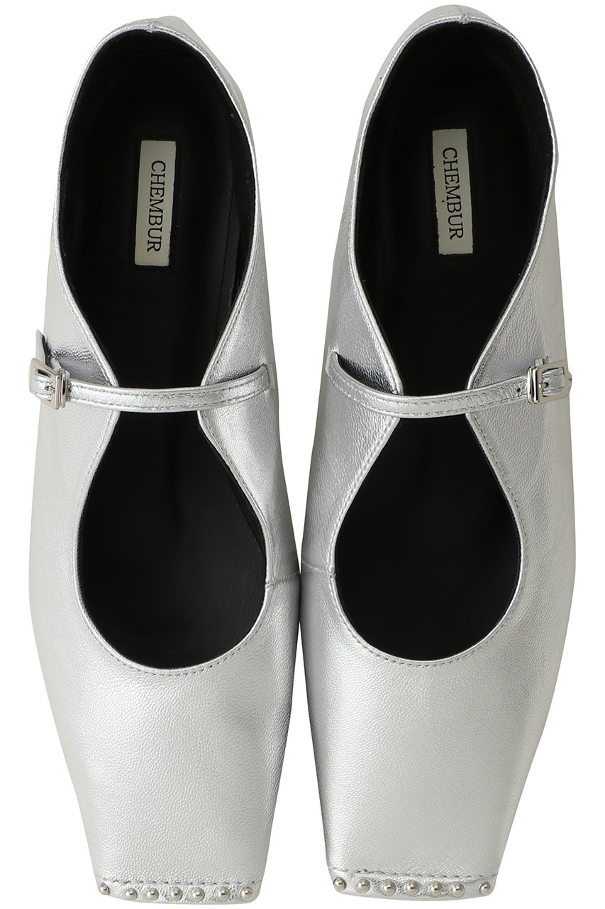 チェンバー/CHEMBURのスクエアトゥスタッズメリージェーンシューズ(シルバー/C61002-02)