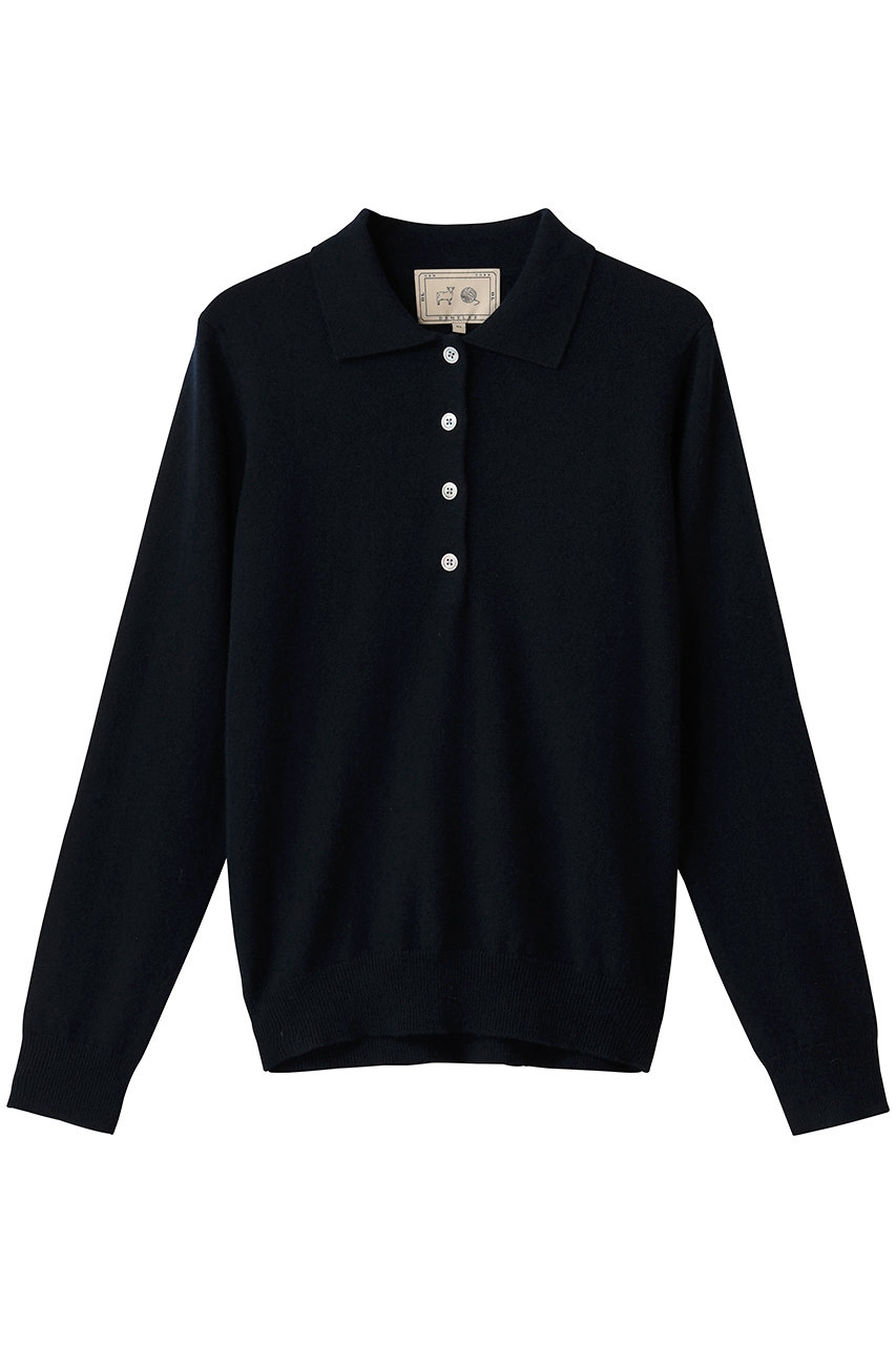DEMYLEE DEMIRA シグネチャーカシミヤ ポロニットプルオーバー (ネイビー, M) デミリー ELLE SHOP DEMYLEE DEMIRA シグネチャーカシミヤ ポロニットプルオーバー (ネイビー, M) デミリー ELLE SHOP