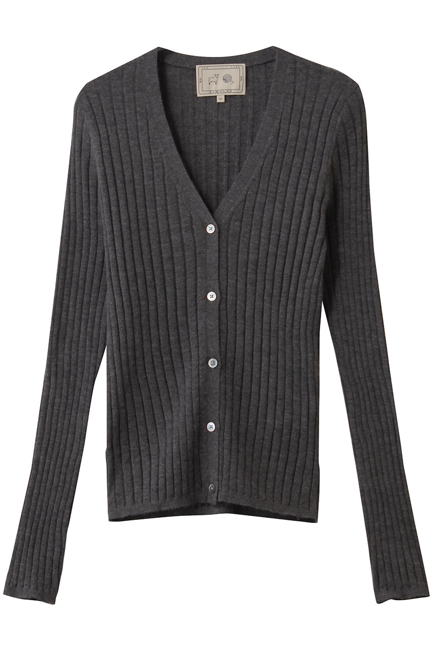 DEMYLEE KELLY シグネチャーカシミヤ リブニットカーディガン (チャコールグレー, S) デミリー ELLE SHOP