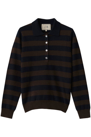 デミリー/DEMYLEEのDEMIRA シグネチャーカシミヤ ボーダーポロニット(110300/110301)