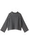 FENNA STRIPE オーガニックコットン モックネック クロップドニットプルオーバー デミリー/DEMYLEE チャコールグレー