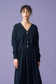 LOLA コットンカシミヤ Vネック クロップドニットカーディガン