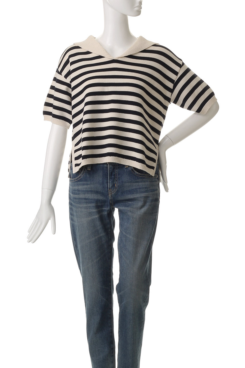 DEMYLEE デミリーコットントップス　美品　ネイビー DEMYLEE(デミリー)｜JANE STRIPE ソフトコットン セーラーカラー