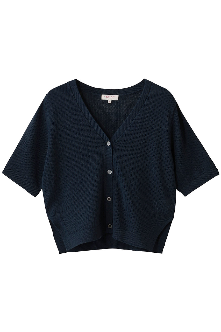 CADEN コットンリネン ハーフスリーブ Vネックカーディガン