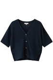 CADEN コットンリネン ハーフスリーブ Vネックカーディガン デミリー/DEMYLEE