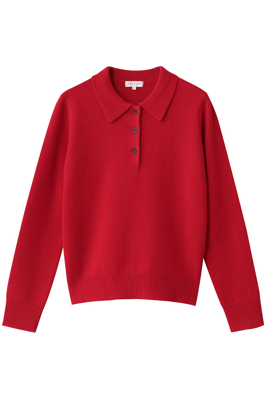 DEMYLEE RIGUEL ラムウール ポロニットプルオーバー (レッド, S) デミリー ELLE SHOP