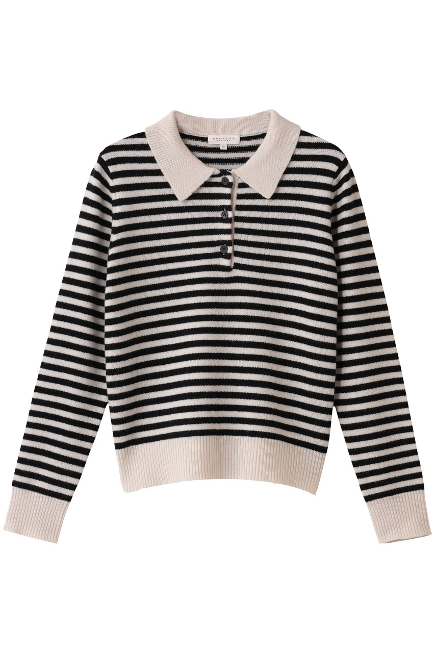 RIGUE ラムウール ボーダーポロニットプルオーバー